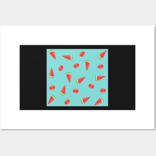 Summer pattern: watermelon and pomegranate Posters and Art